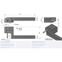 Ultramini belső hűtéses furatkés tartó négyszögletes szárral jobbos 18-as  Ø4 - Ø7
