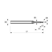 56001975 D0,2 Z2 Diamant HA keményfém másoló maró