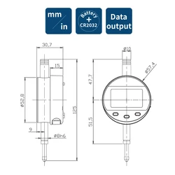 Kép 2/2 - 5260-1105 Digitális mérőóra 3 pontos 0-12