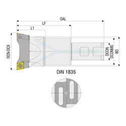 Kép 2/2 - ABHR-D50x68-W32-L280-CC09 kétélű nagyoló kiesztergáló