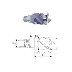 Kép 1/2 - 38214100 D10 Z4 TIALN keményfém cserélhető marófej