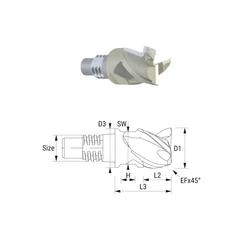 Kép 1/2 - 38244160 D16 Z3 ZrN keményfém cserélhető marófej