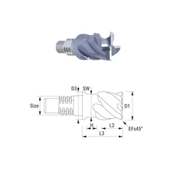 Kép 1/2 - 38344160 D16 Z5 ALTIN keményfém cserélhető nagyoló marófej