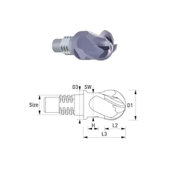 Kép 1/2 - 38514100 D10 Z4 TIALN keményfém cserélhető gömbvégű marófej