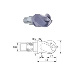 Kép 1/2 - 38514120 D12 Z4 TIALN keményfém cserélhető gömbvégű marófej