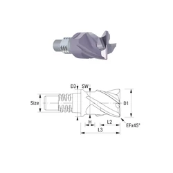Kép 1/2 - 38733120 D12 Z4 TIALN keményfém cserélhető marófej sarokletöréssel