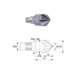 Kép 1/2 - 38790160 D16 Z6 TIALN keményfém cserélhető élletörő marófej