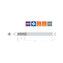 Kép 2/2 - SE504200 D20 Z4 AlCrN HA Solid carbide end mill