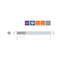 Imagine 2/2 - UXE50408030 D8 Z4 AlCrN HA Solid carbide end mill long