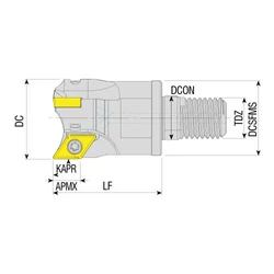 Kép 2/2 - AEM90-DC07-D32-M16-L43-Z04-H felcsavarozható sarokmaró