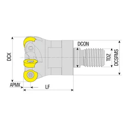 Kép 2/2 - AEMR-RD0702-D30-M16-L42-Z05-H körlapkás felcsavarozható maró