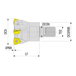 Kép 2/2 - AHFM-WN09T3-D32-M16-L40-Z03-H felcsavarozható nagy előtolású maró