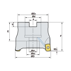 Kép 2/2 - HFMDCM 040R-16-6-LN06 nagy előtolású feltűzhető maró