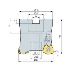 Kép 2/2 - HRMCM 13063R-4 nagy előtolású feltűzhető maró