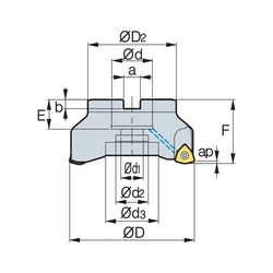 Kép 2/2 - HRMDCM 16100HR-6 nagy előtolású feltűzhető maró