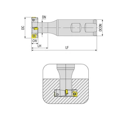 Kép 2/2 - ATSM90-CC06-D32X8-W25-L100-Z04 váltólapkás T-horony maró