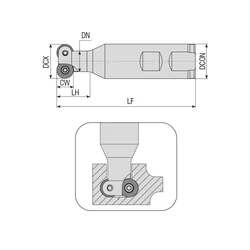 Kép 2/2 - ATSMR-RD0702-D25-W16-L90-Z03 váltólapkás T-horony maró