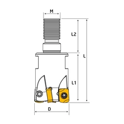 Kép 2/2 - THFMM-LN0603-D32-M16-Z05-H felcsavarozható nagy előtolású maró