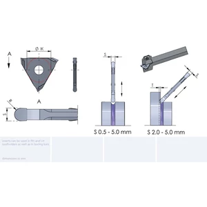 DED.0010.20/K10F teljes rádiuszos beszúrólapka  és sarok lekerekítés
