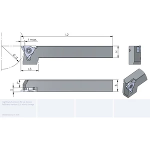 L.208.1616.S5-D beszúrókés 16x16x125 rögzítő csavaros