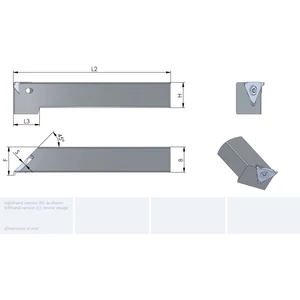 R.619.1616.S3-D homlokbeszúró 45° 16x16x100 rögzítő csavaros