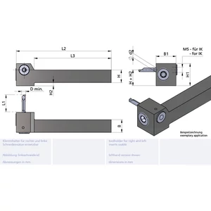 Ultramini belső hűtéses furatkés tartó négyszögletes szárral balos Ø4 - Ø7