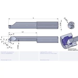 L080.0005-20/CN45F Ultramini keményfém Visszaesztergáló betét