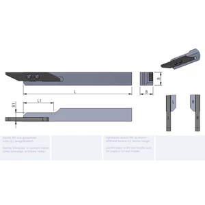 LHW20.1212100 esztergakés hosszesztergához könnyített 12x12x100