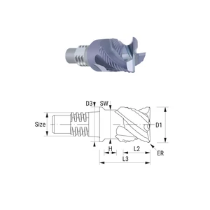 38347100 D10 Z4 ALTIN keményfém cserélhető nagyoló marófej sarokrádiusszal
