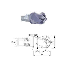 38514100 D10 Z4 TIALN keményfém cserélhető gömbvégű marófej