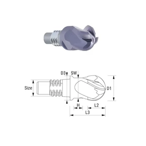 38514120 D12 Z4 TIALN keményfém cserélhető gömbvégű marófej