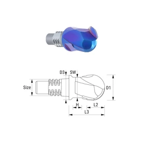 38520120 D12 Z2 naco blue keményfém cserélhető gömbvégű marófej