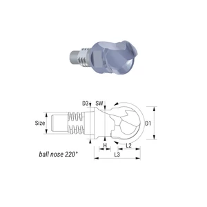 38671100 D10 Z2 TIALN keményfém cserélhető gömbvégű marófej