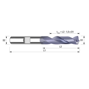 843 Nagy teljesítményű belsőhűtéses D3~D20 3xD HB TIALN INOX keményfém fúró